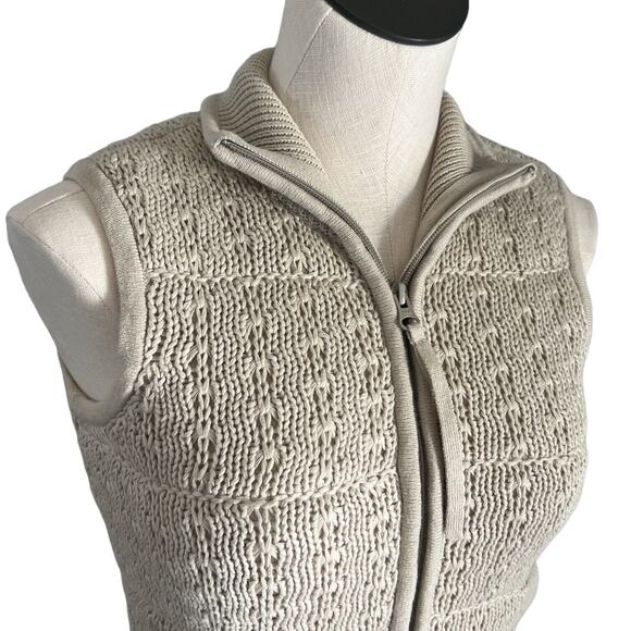 Athleta Womens Size XSmall Knit Sweater Vest With Zip Pockets Lined Hi Oatmeal - Picture 3 of 9